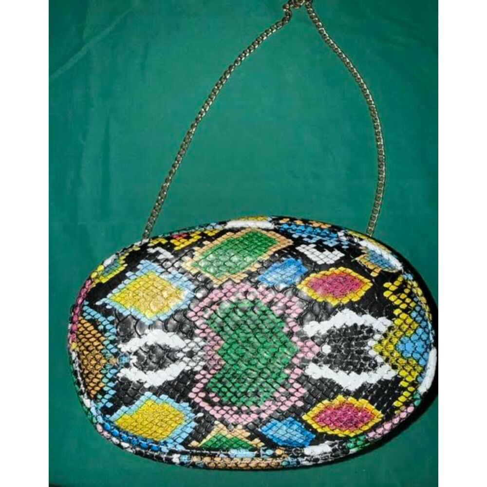 2-Way Multicolor Snakeskin Print Shoulder Bag & Waist Bag